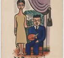 Hand painted Christmas card sent to Carl Van Vechten (portrait of Rose and Miguel Covarrubias).