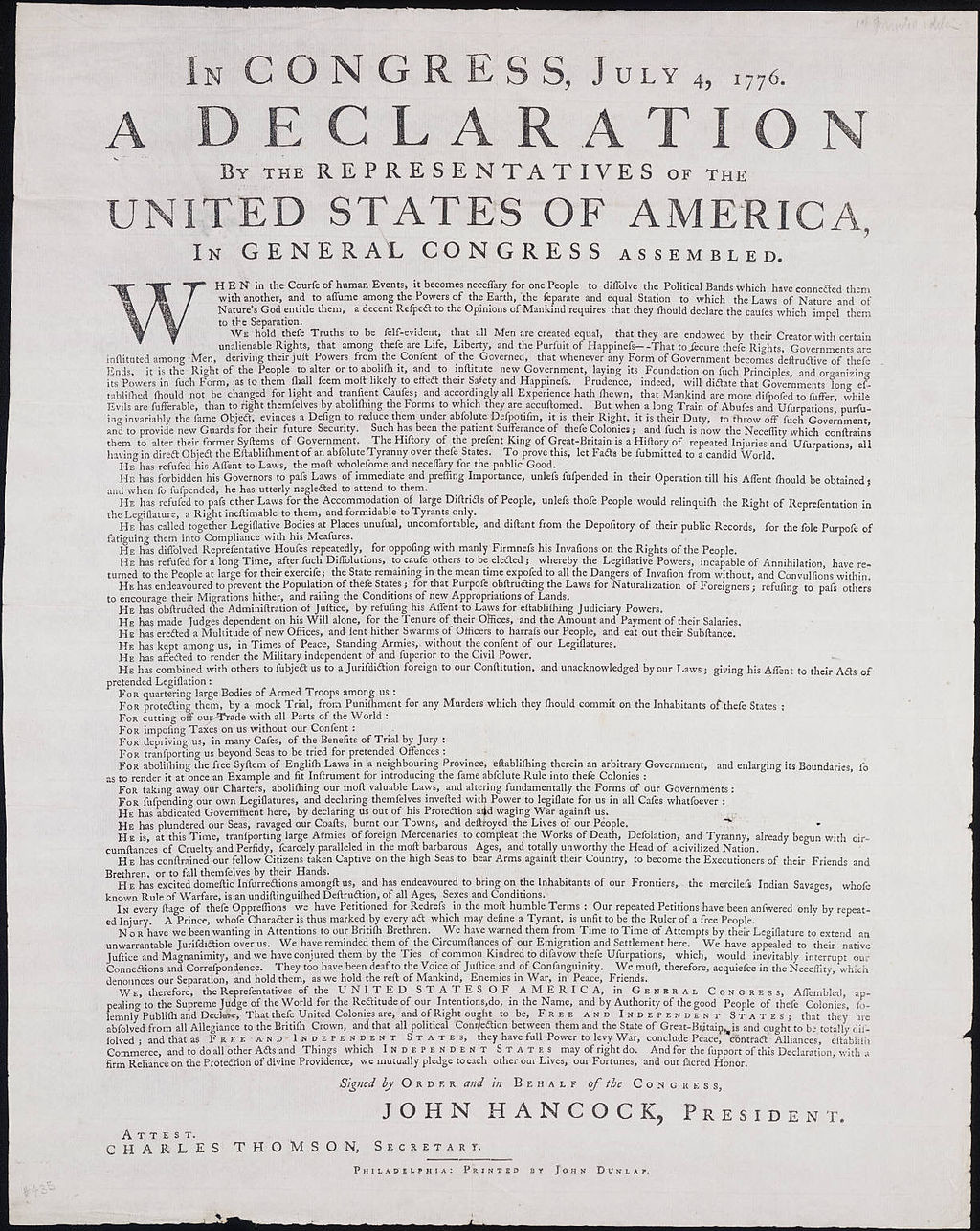 Declaration Of Independence Original Text   1024px Yale Dunlap Broadside 