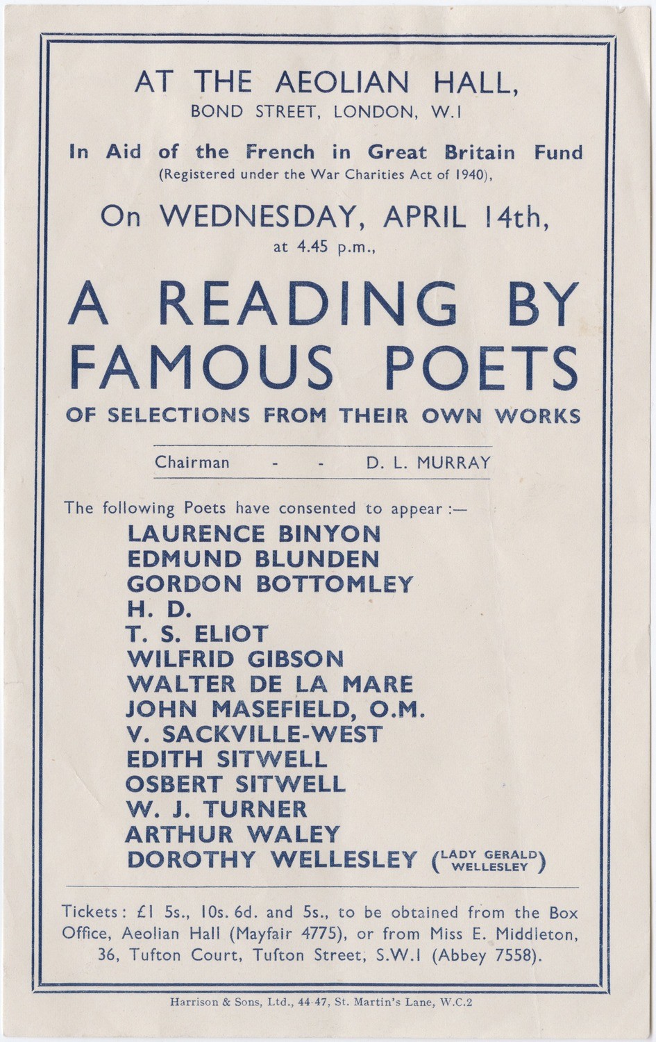 A reading by famous poets of selections from their own works.