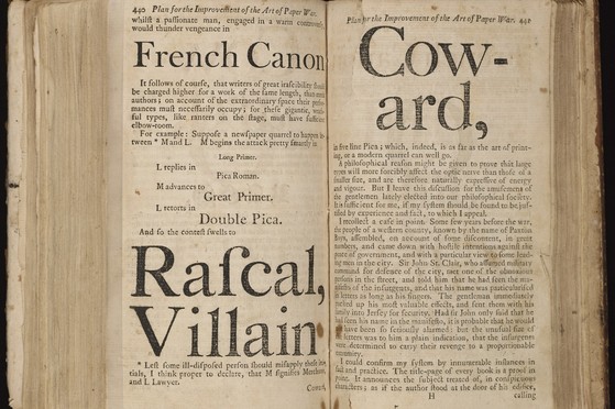 “Plan for the improvement of the art of paper war” from: The American museum; or, Universal magazine, 1787 May.