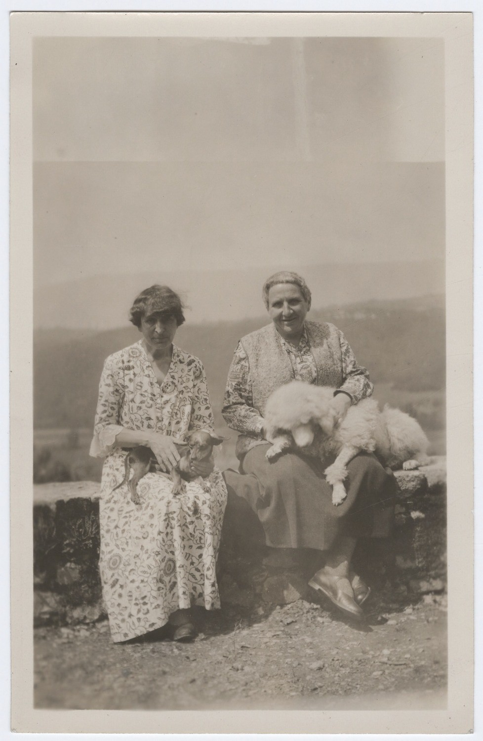 Alice B. Toklas and Gertrude Stein with Pepe and Basket, [1932]