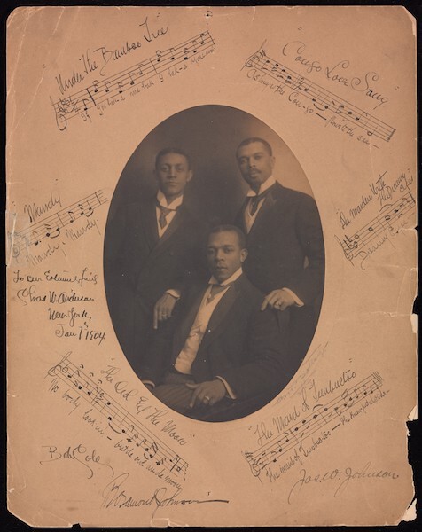 James Weldon Johnson, Rosamond Johnson, and Bob Cole