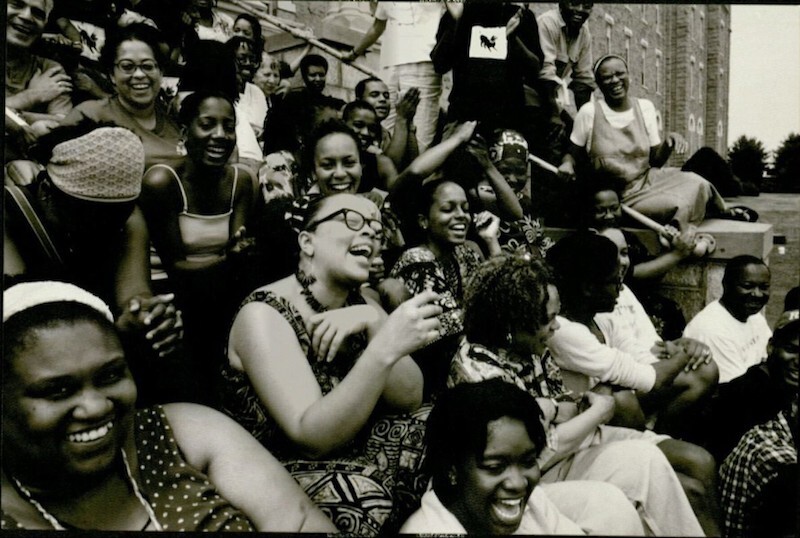 Group shot of the 1999 Cave Canem participants smiling