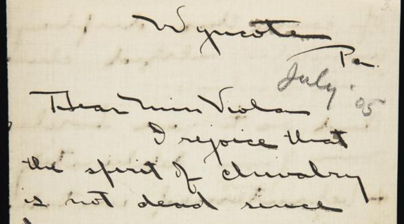 Detail of a letter from Ezra Pound to Viola Baxter Jordan, 12 July 1905