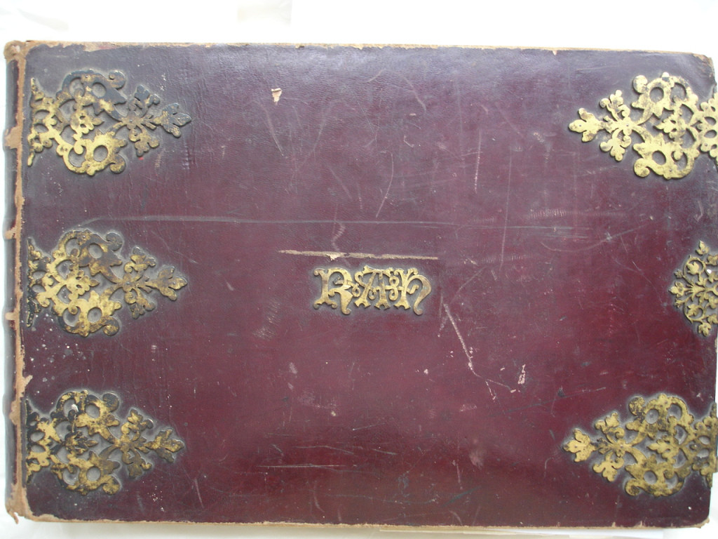 A scrapbook of original designs and proof prints for early Victorian bindings done by R. A. Harrison, ca. 1840s.