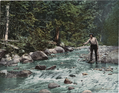Postcard of fishing in the Adirondacks