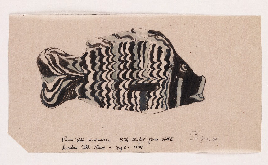 Drawing of fish bottle by Marianne Moore