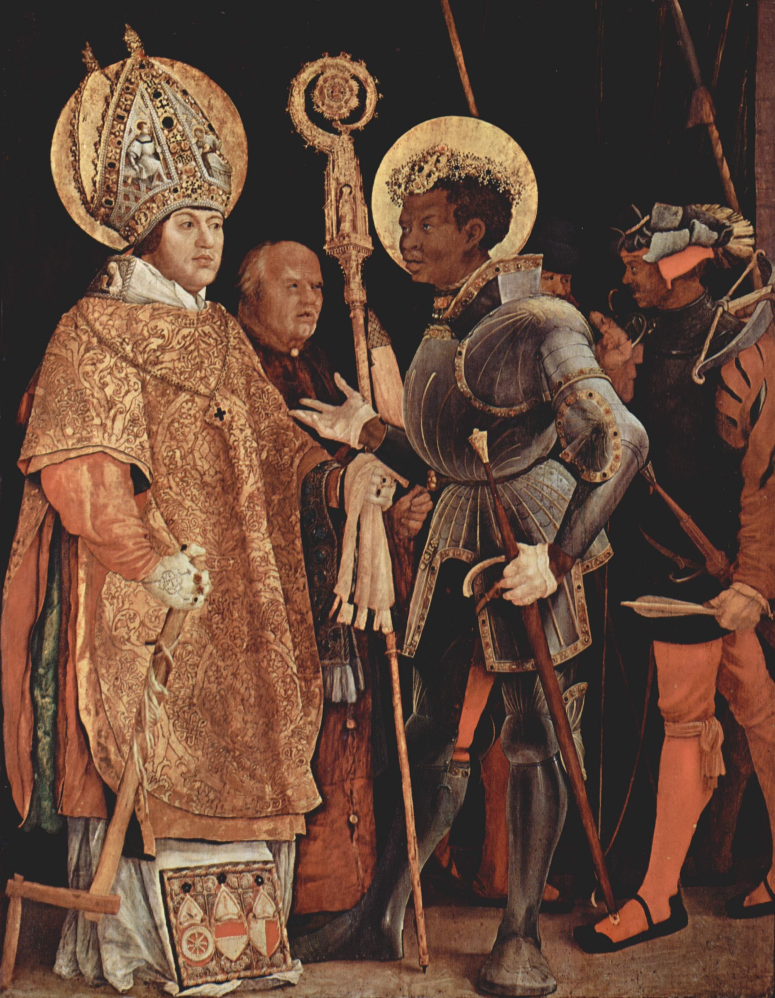 Image of St. Maurice, an African saint portrayed in sixteenth-century European armor as a knight.
