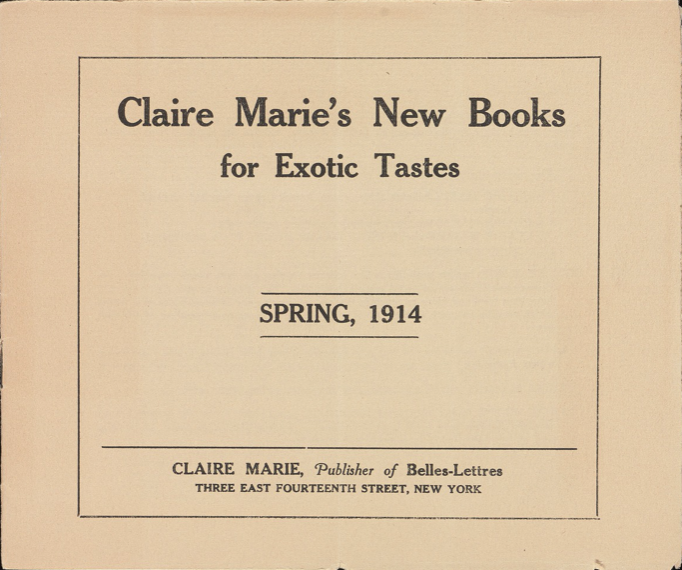 Cover of catalog from publisher Claire Marie