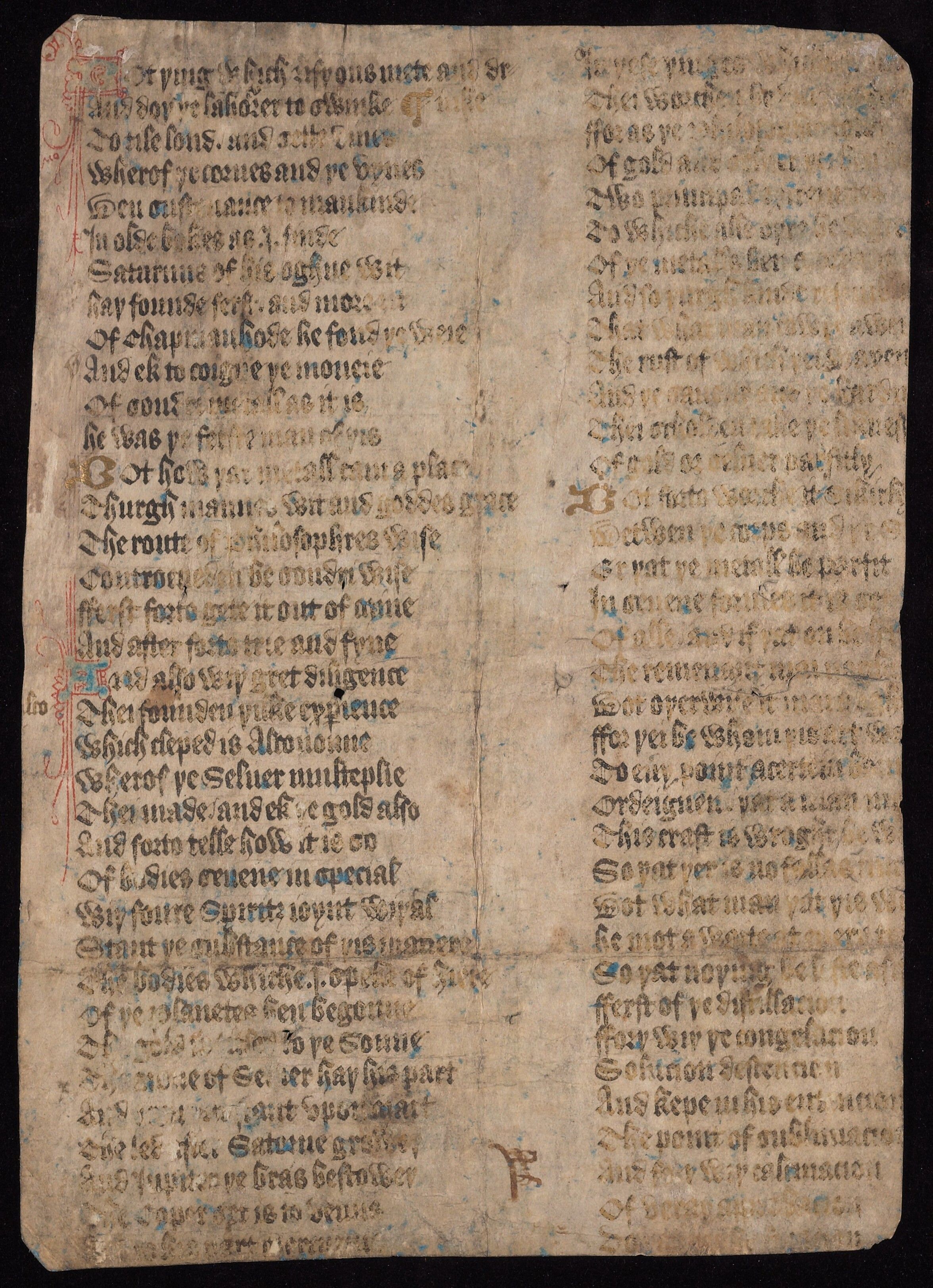 An image of a medieval manuscript page featuring two columns of text in a gothic script.