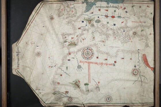 Portolan chart created by Jorge de Aguilar, 1492. 